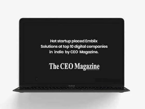 The CEO Magazine Top 10 digital marketing company recognition for Emblix Solutions
