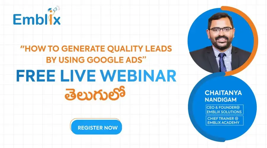 Live webinar on Google Ads hosted by Emblix Solutions